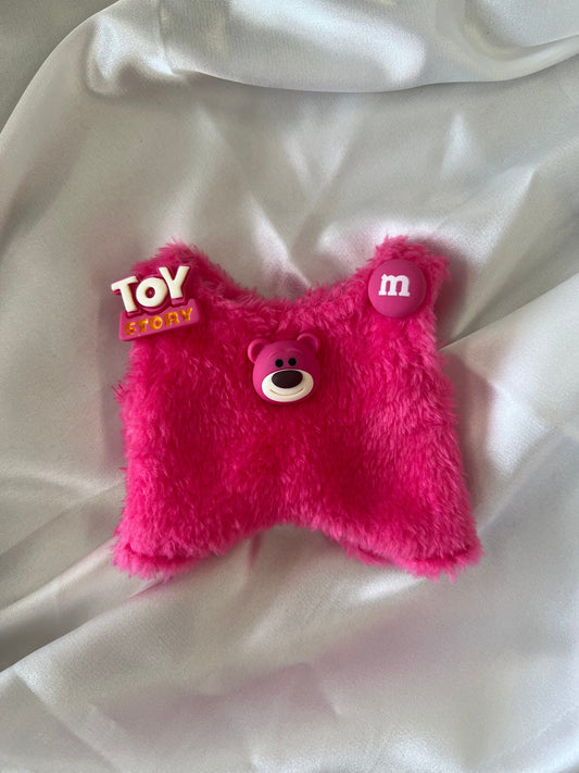 Labubu Berry Bear Set - Pink Fluffy Onesie & Strawberry Hood for 17CM/6.7IN Labubu Dolls