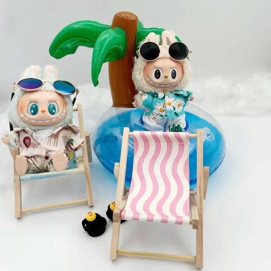Labubu Beach Chair – Handmade Miniature Lounger for 17CM Dolls
