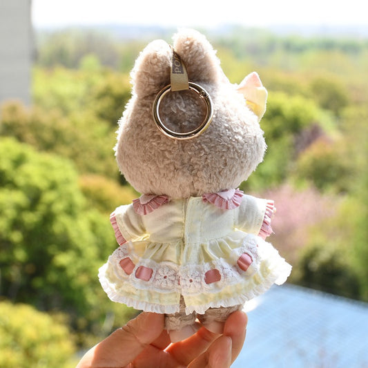 Labubu Tulip Dress Set – Handmade Embroidered Outfit with Bow Hair Clip for 17CM Dolls