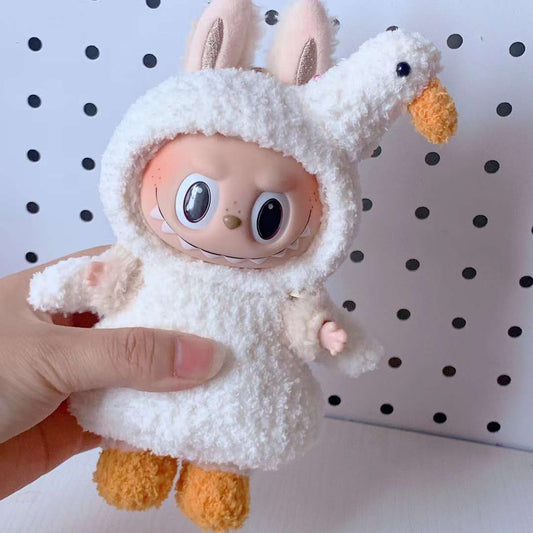 Labubu White Swan Onesie – Handmade Costume for 17CM/6.7IN Dolls