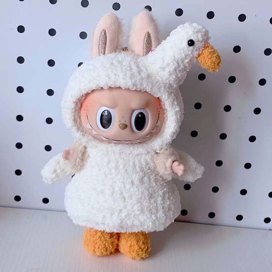 Labubu White Swan Onesie – Handmade Costume for 17CM/6.7IN Dolls