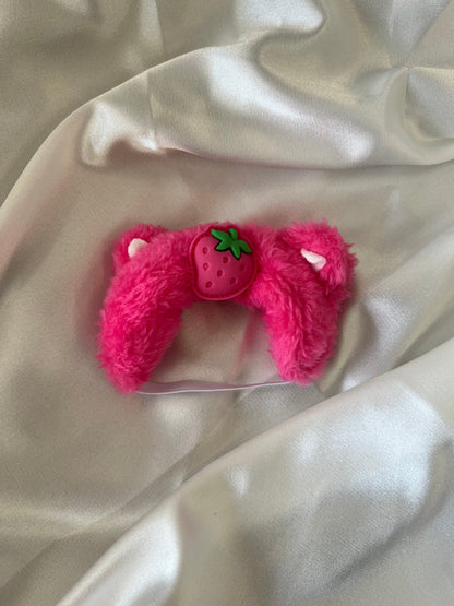 Labubu Berry Bear Set - Pink Fluffy Onesie & Strawberry Hood for 17CM/6.7IN Labubu Dolls