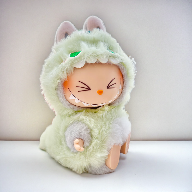 Labubu Mint Monster Set - Green Fluffy Character Costume for 17CM/6.7IN Labubu Dolls