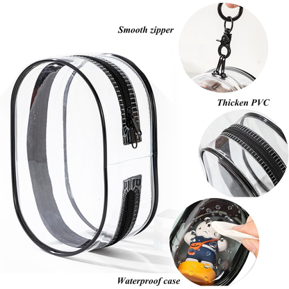Labubu Display Bag Transparent PVC Dust Proof with Keychain, 18cm/7.1in High