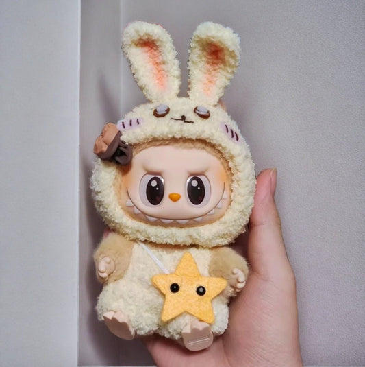 Labubu Usagi Bunny Set - Cream Rabbit Costume with Star Pendant for 17CM/6.7IN Labubu Dolls