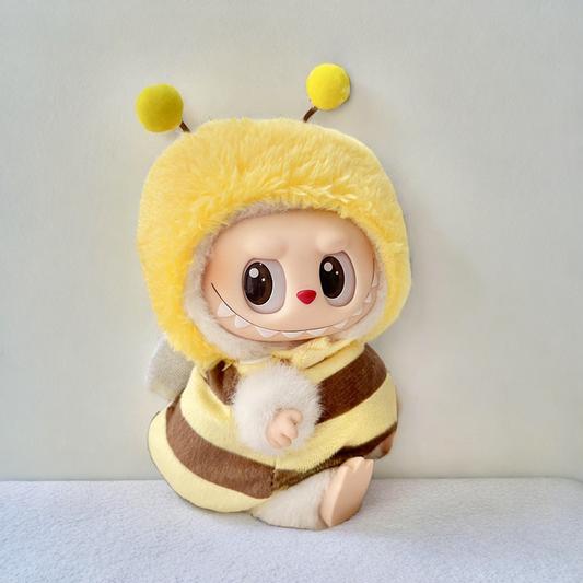 Labubu Honey Bee Set - Yellow & Brown Striped Character Costume for 17CM/6.7IN Labubu Dolls